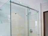 frameless shower slider with header